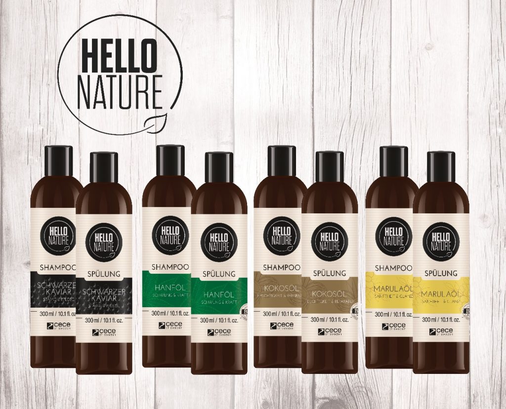 Hello Nature_Produktlinie Shampoo und Spülung